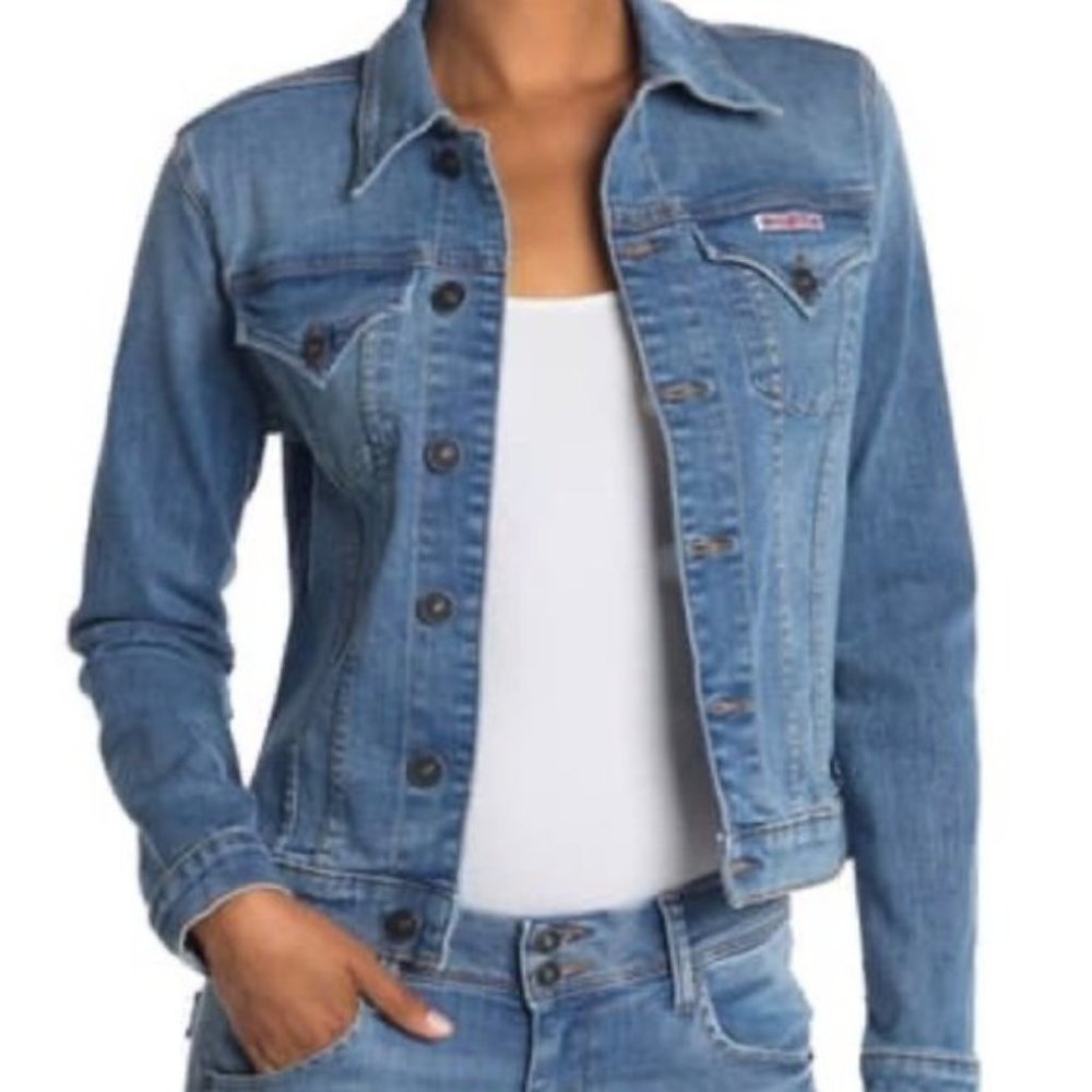 Hudson Distressed Denim Trucker Jacket L - Picture 7 of 7